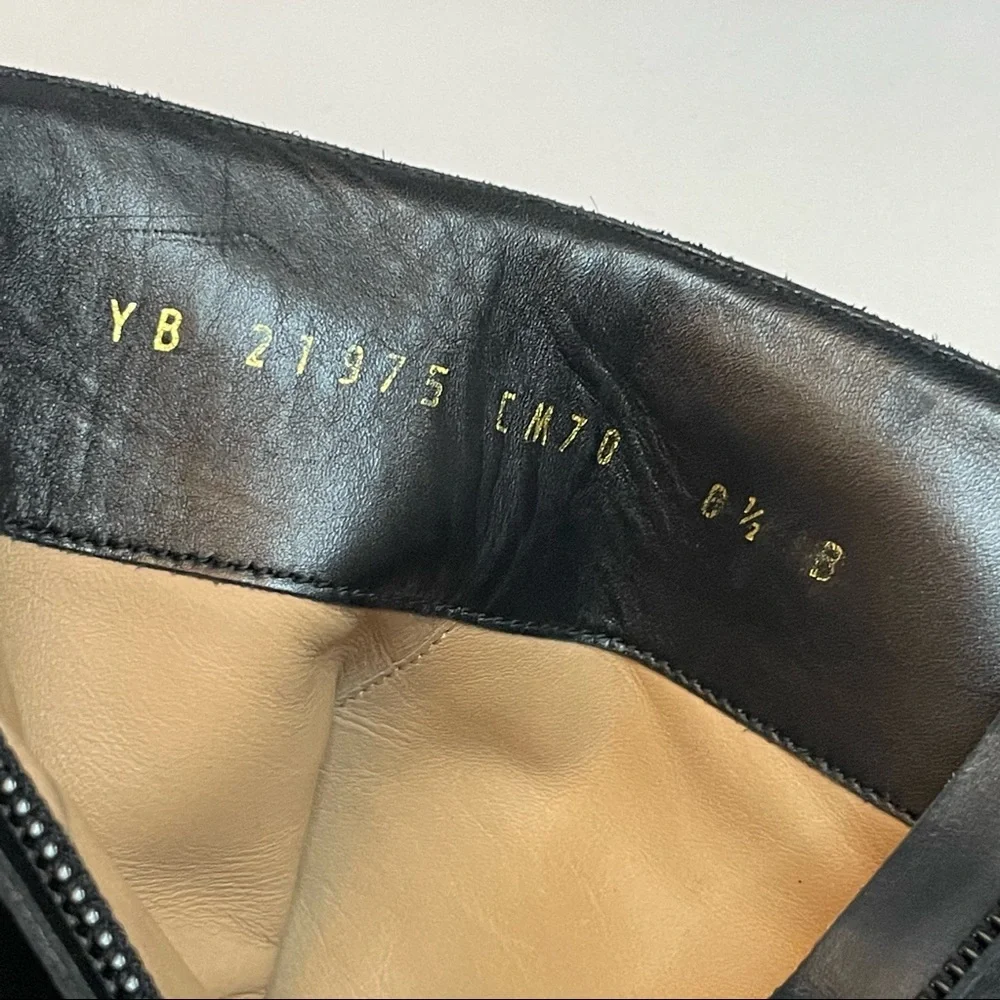 Salvatore Ferragamo Black Leather Boots with Gold Tone Detail 8.5